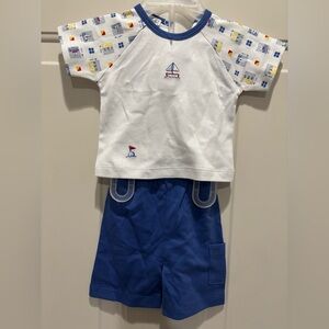 Kissy Kissy White and Blue Sailboat Set